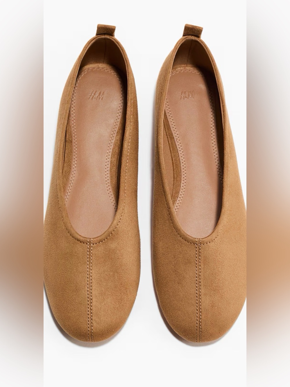 H&M Tan Suede Pointed Ballet Flat - Women size 10 faux suede